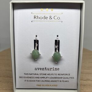 Aventurine Silver-Plated Drop Earrings in Green